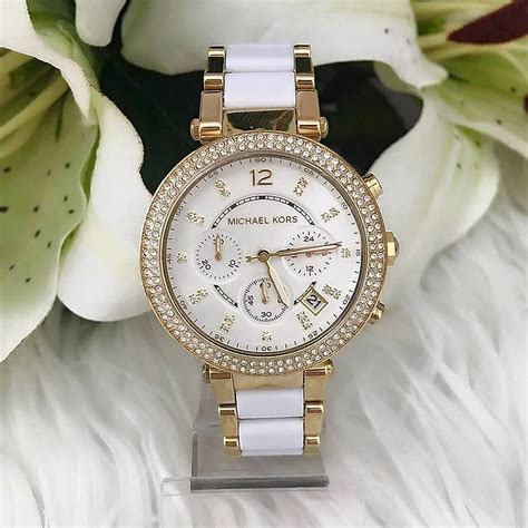 uhr michael kors parker mk6119 damen weiß|Michael Kors Women's Parker White Watch MK6119 .